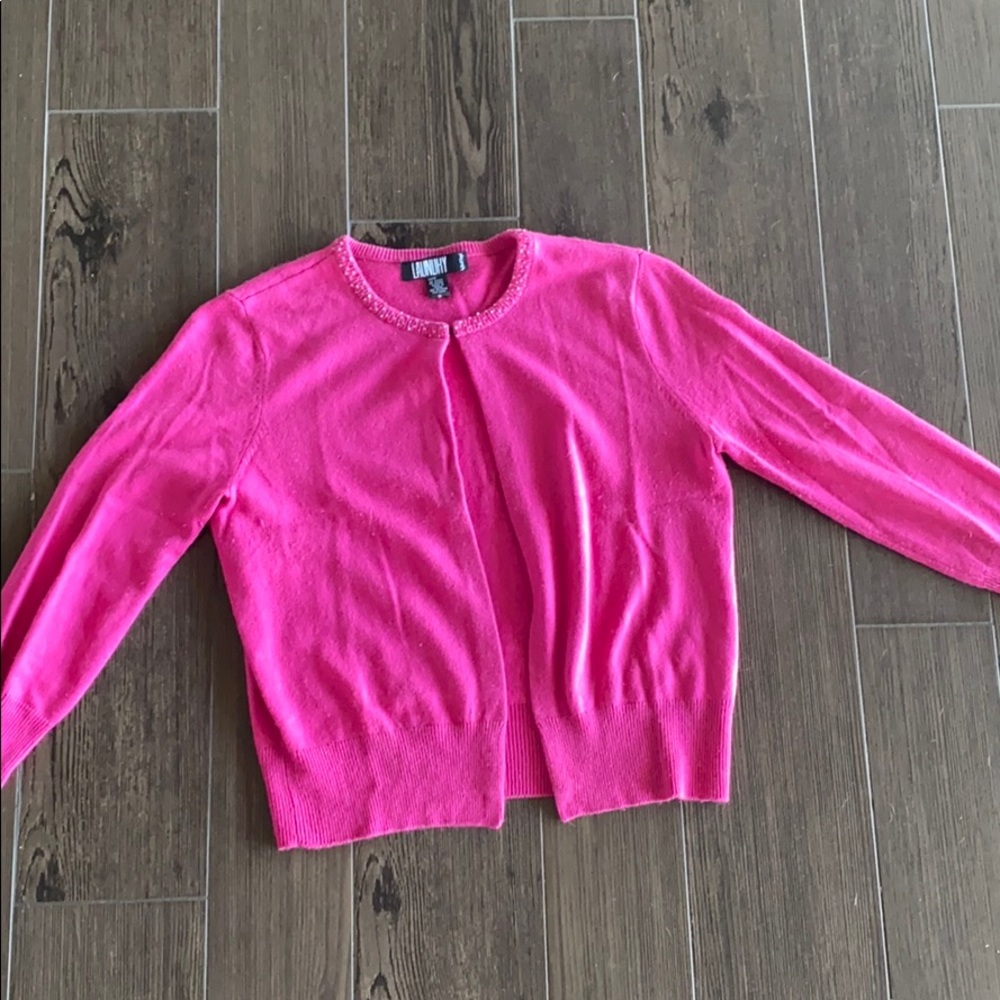 Pink Jeweled Collared Cardigan LAUNDRY